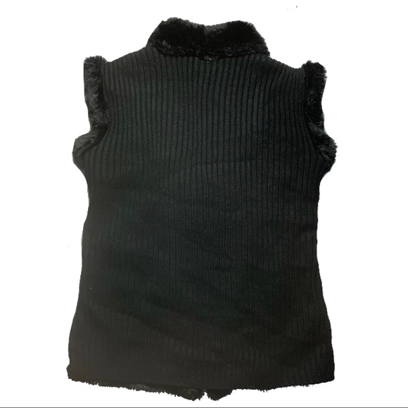 🔥Black Faux Fur NWT Quilted Reversible Zip Vest L - Picture 7 of 8